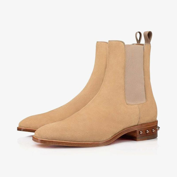 Beige Leather Urban Spiked Boot - ARNO CONTI