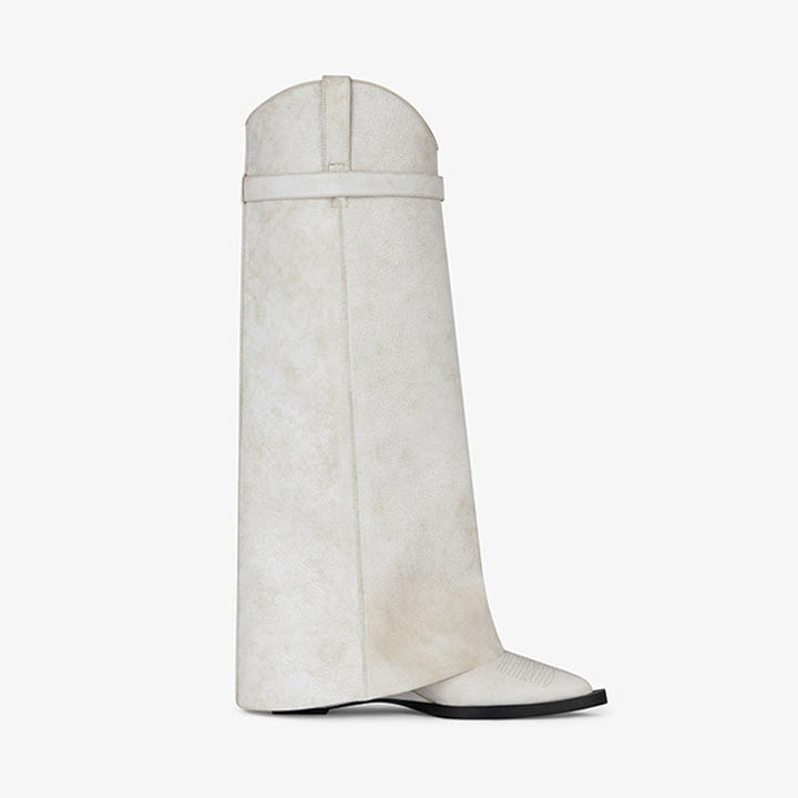 Sleek White Cowhide High Boots - Arno Conti Shoe