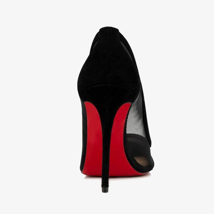 Black Mesh Stiletto with suede Trim - ARNO CONTI