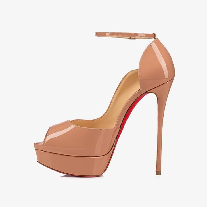 Beige Blush Patent Leather Heels 140mm - ARNO CONTI