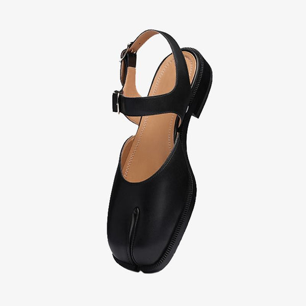Double Strap Split-Toe Leather Sandals - ARNO CONTI