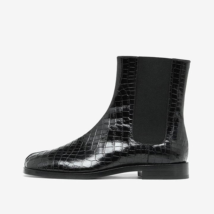 Calf Leather Split-toe Boots with Elastic Inserts - Arno Conti Shoe