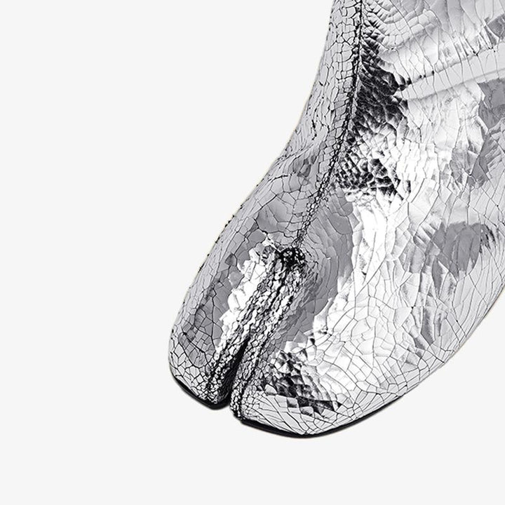 Broken Mirror Finish Split-Toe Boots 30mm Heel - Arno Conti Shoe