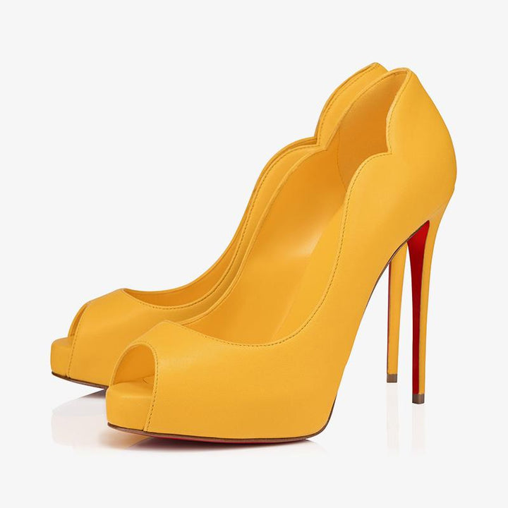 Pollen Yellow Leather Pumps 120 mm Heel - ARNO CONTI
