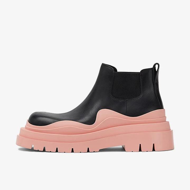 Black/Pink Cropped Chelsea Boots - Arno Conti Shoe