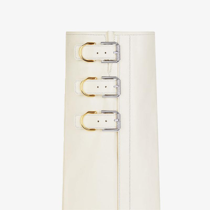 Sleek Ivory Slip-On High Boots - Arno Conti Shoe