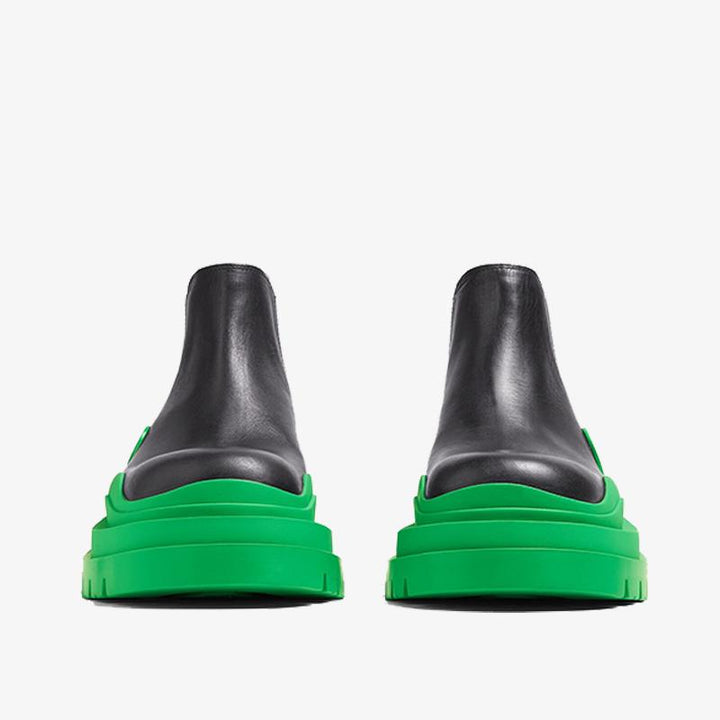 Black/Green Cropped Chelsea Boots - Arno Conti Shoe
