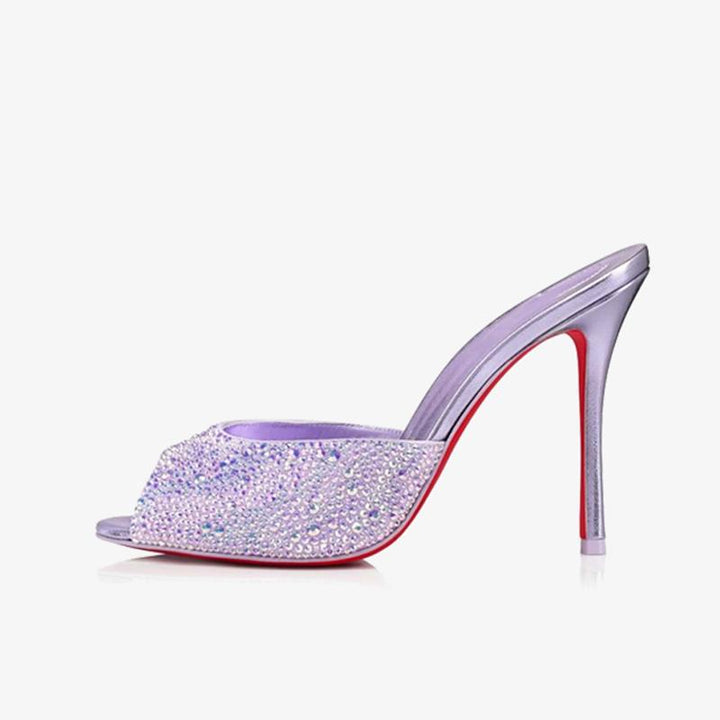 Lilac Smoke Suede Strass Pump - ARNO CONTI