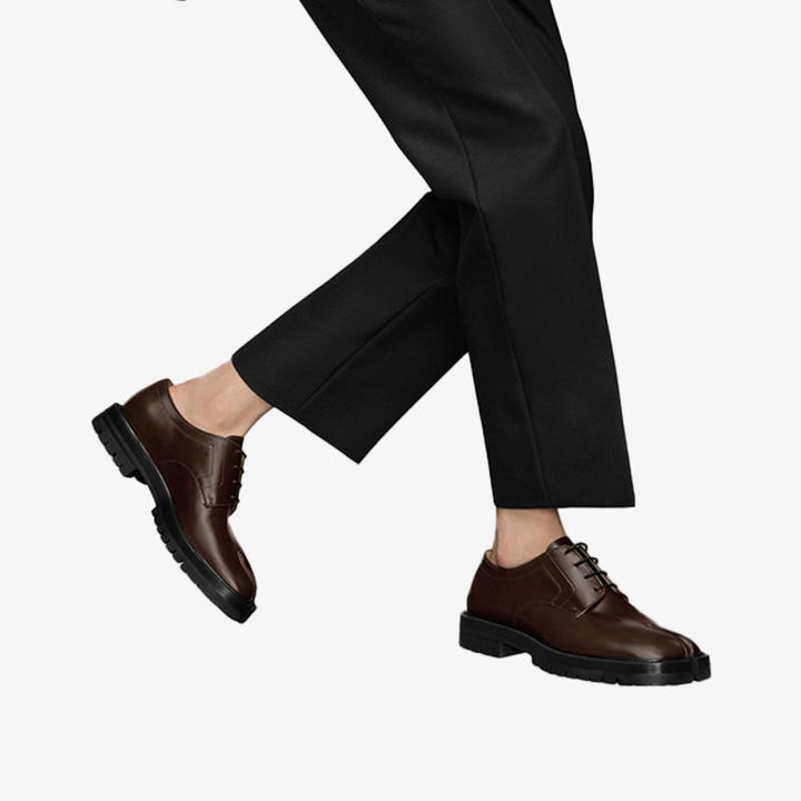 Brown Split-toe Laced Low-top Ankle Boots - Arno Conti Shoe