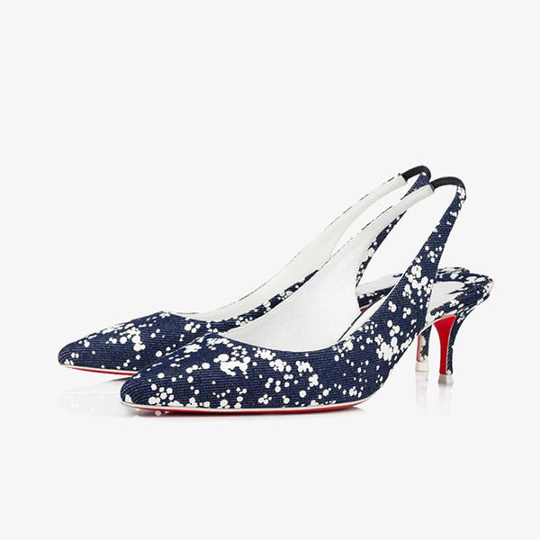 White Speckled Blue Denim Pump - ARNO CONTI