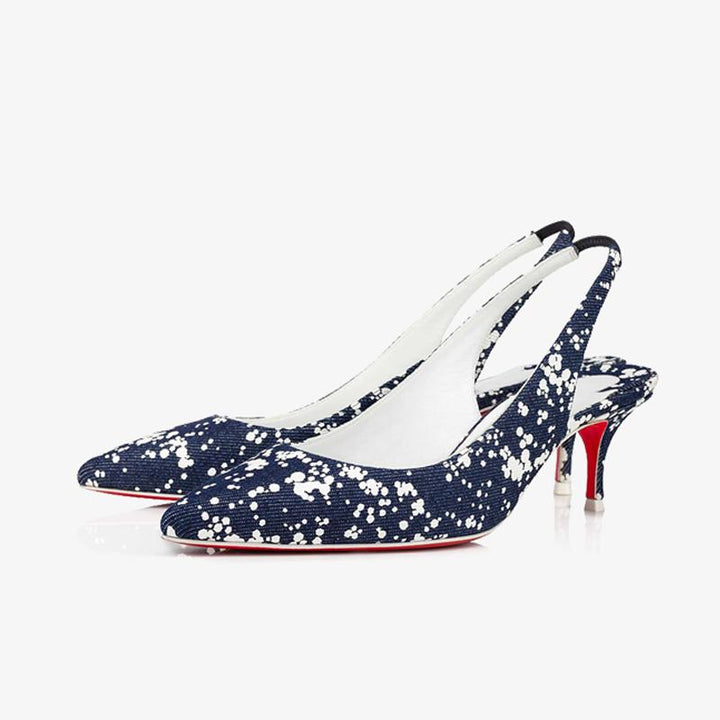White Speckled Blue Denim Pump - ARNO CONTI