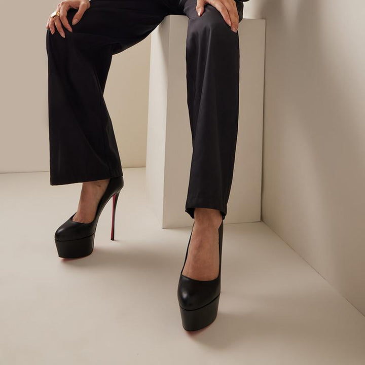 Black Calf Leather Pumps with 140 mm - ARNO CONTI