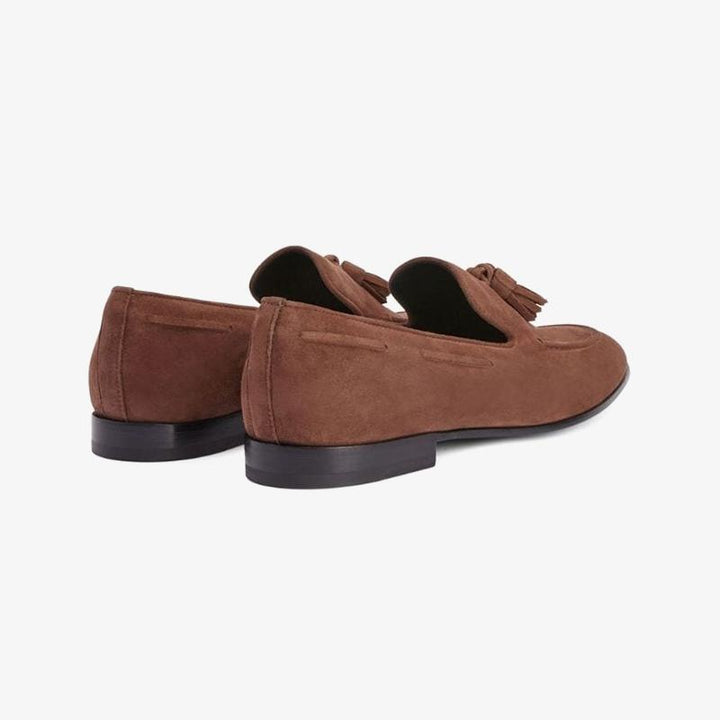 Brown Suede Tassel-Detail Loafers - Arno Conti Shoe