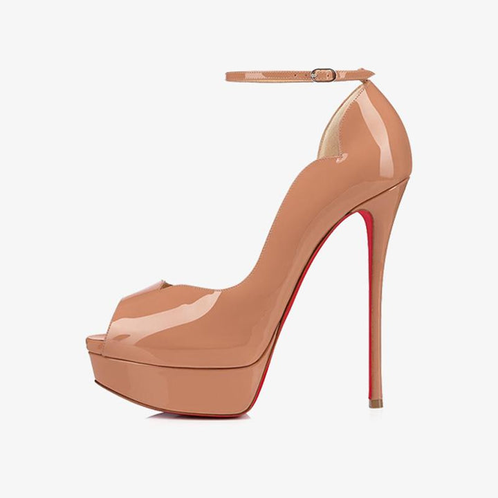 Beige Blush Patent Leather Heels 140mm - ARNO CONTI