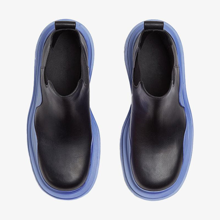 Black/Blue Cropped Chelsea Boots - Arno Conti Shoe
