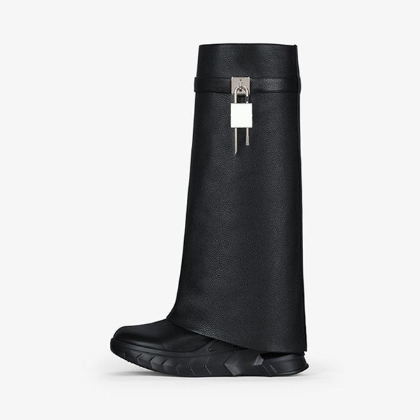 Black Grained Calfskin High Boots 80mm - Arno Conti Shoe