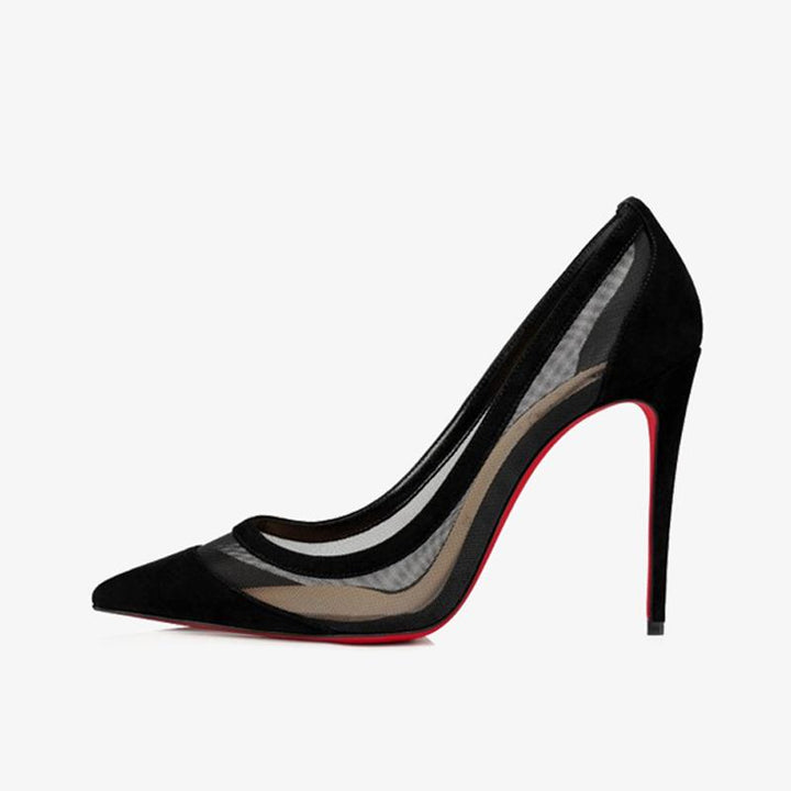 Black Mesh Stiletto with suede Trim - ARNO CONTI
