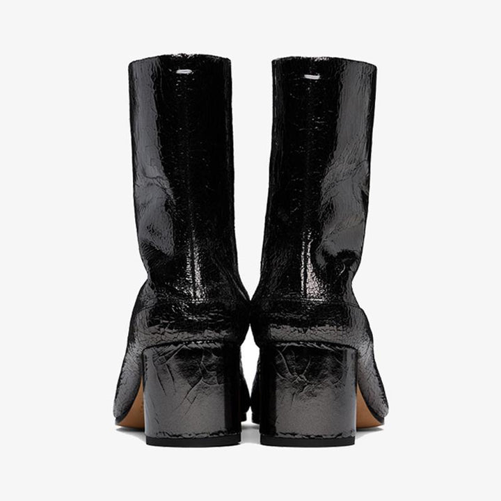 Dark Grey Crinkled Leather Ankle Boots - Arno Conti Shoe