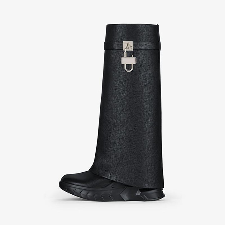 Black Grained Calfskin High Boots 80mm - Arno Conti Shoe