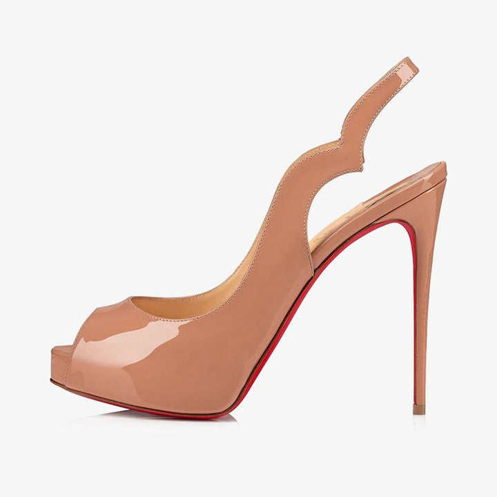 Beige Patent Leather Pumps with 120mm Heel - ARNO CONTI