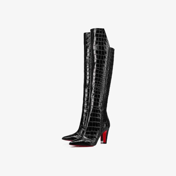 Croc-Embossed Knee-High Boot - ARNO CONTI