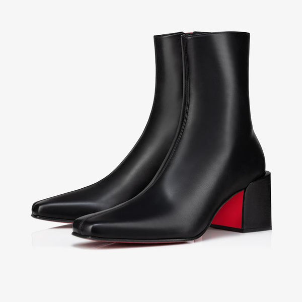 Black Calf Leather Geometric Heel Boot - ARNO CONTI