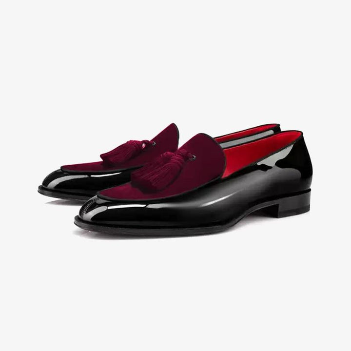 Velvet and Patent Leather Tassel Loafers - ARNO CONTI
