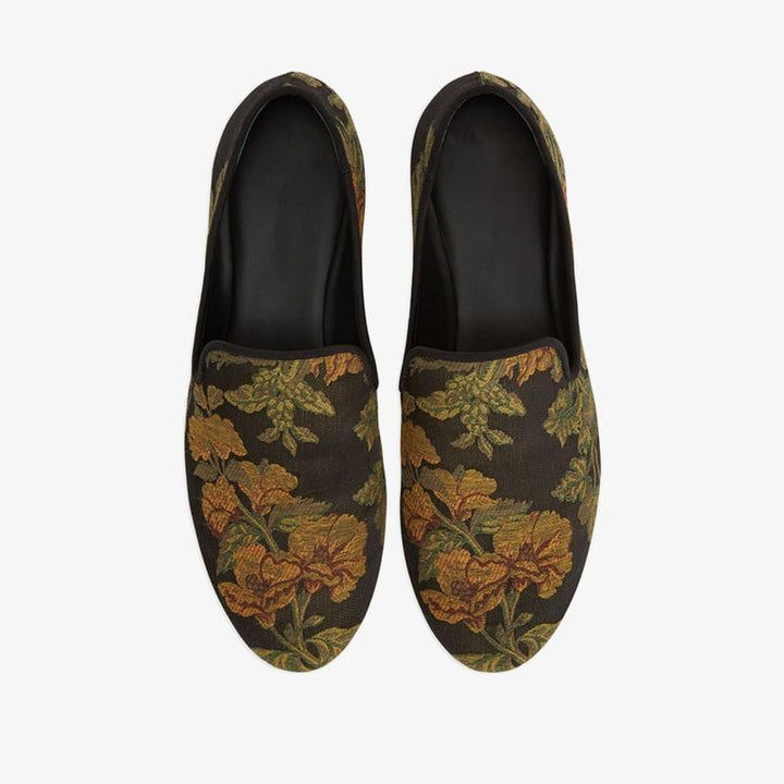 Multicolour Floral-Embroidered Slip-On Loafers - Arno Conti Shoe