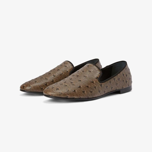 Cedar Brown Embossed Leather Loafers - Arno Conti Shoe