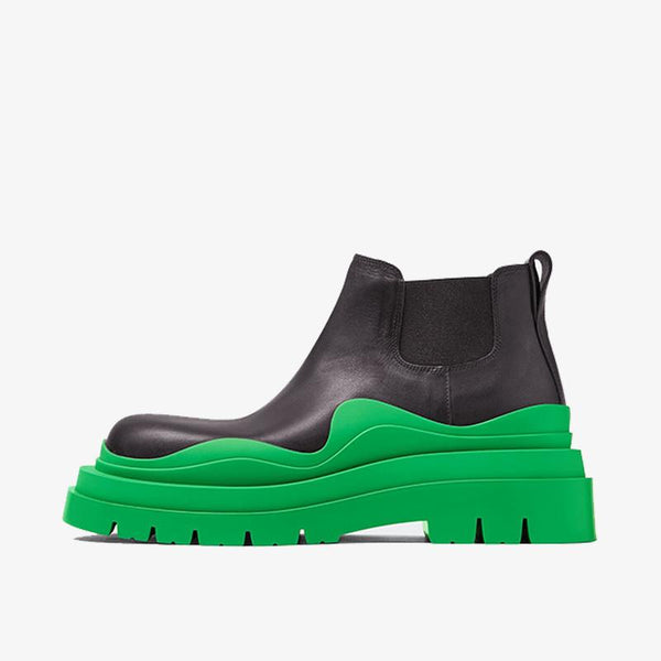 Black/Green Cropped Chelsea Boots - Arno Conti Shoe