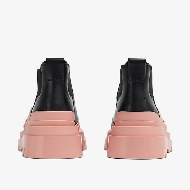 Black/Pink Cropped Chelsea Boots - Arno Conti Shoe