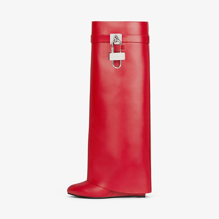 Polished Red Smooth Calfskin High Boots - Arno Conti Shoe