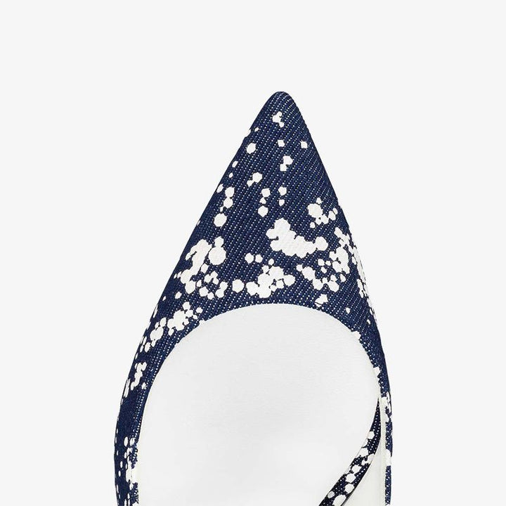 White Speckled Blue Denim Pump - ARNO CONTI