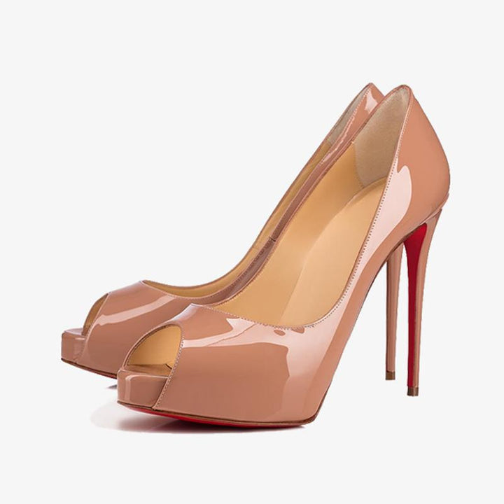 Beige Blush Patent Leather Pump - ARNO CONTI