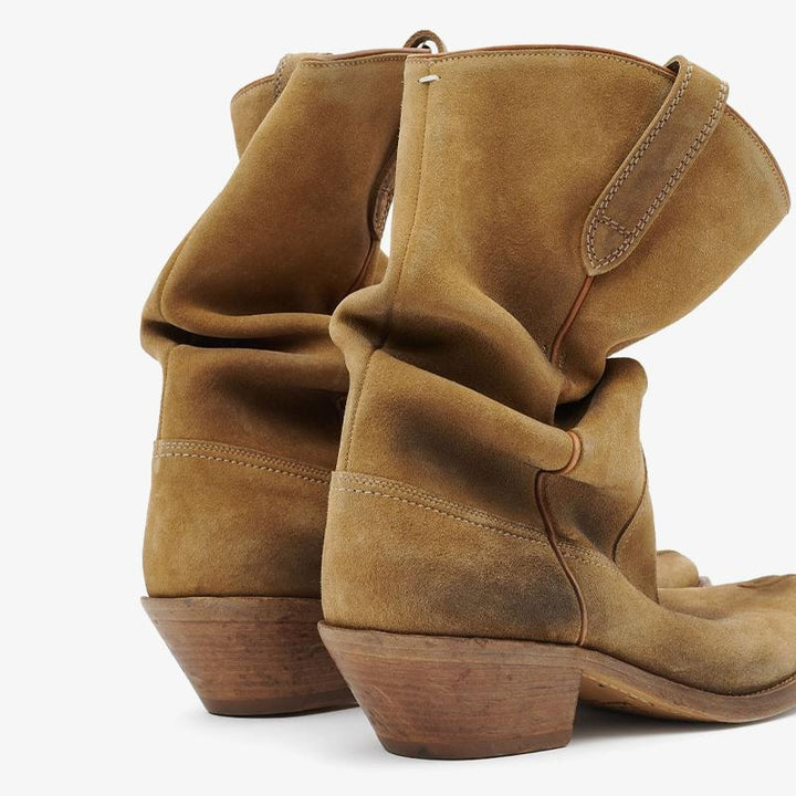 Light Brown Suede Split-toe Boots Women's - Arno Conti Shoe