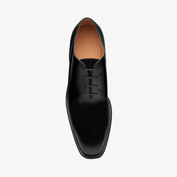 Black Brushed Calfskin Formal Lace-Ups - Arno Conti Shoe