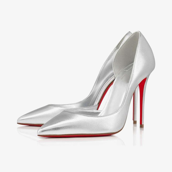 Stylish Silver Laminated Leather Pump - ARNO CONTI