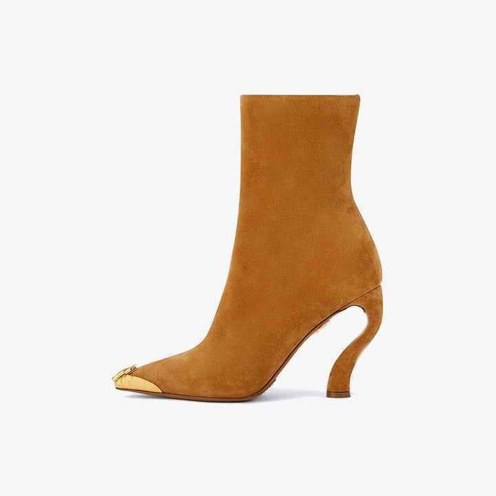 Suede Ankle Boots with Gold Toe Cap - Arno Conti Shoe