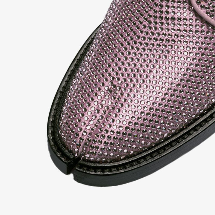 Split-toe Rhinestone Lace-up Shoes - Arno Conti Shoe