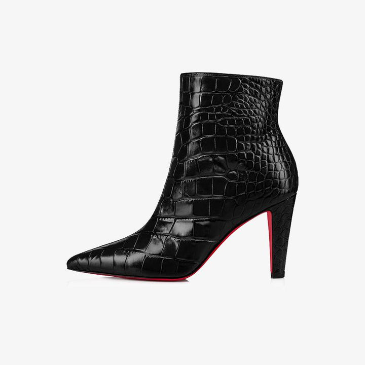 Mock Crocodile Leather Ankle Boot - ARNO CONTI