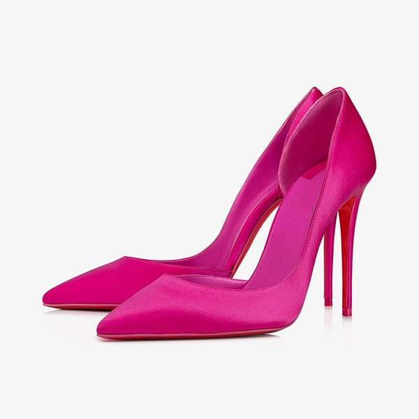 Bright Pink Crepe Satin Pumps with Stiletto - ARNO CONTI