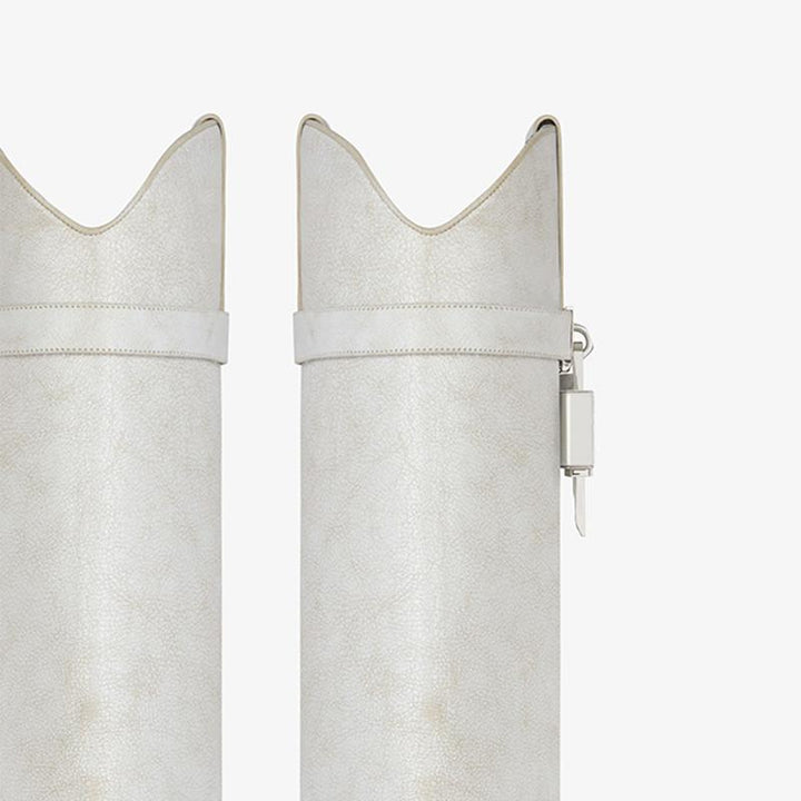 Sleek White Cowhide High Boots - Arno Conti Shoe