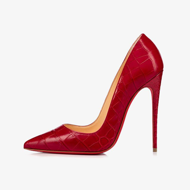 Red Embossed Crocodile Print Pump - ARNO CONTI