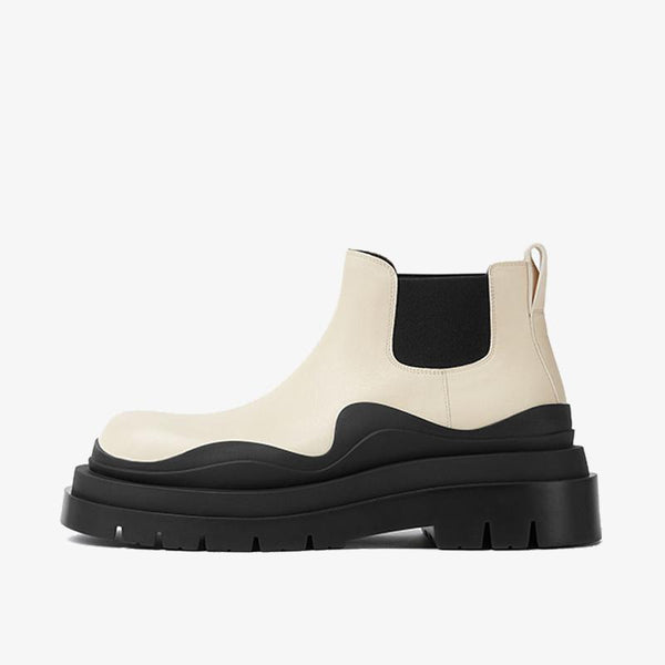 Black/White Cropped Chelsea Boots - Arno Conti Shoe