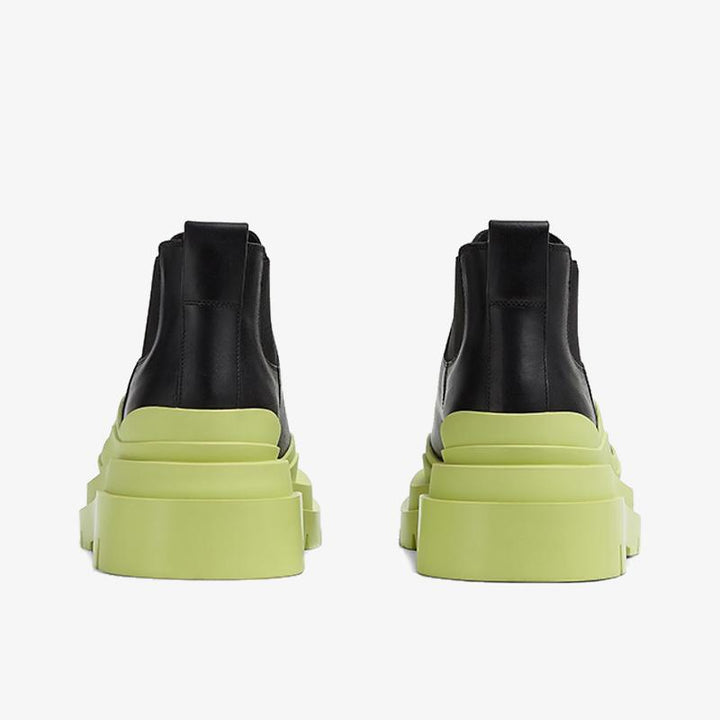 Black/Yellow Leather Chelsea Boots - Arno Conti Shoe